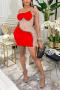 sexy slight stretch rhinestone pearl sling one shoulder mini dress_Black_White_Red