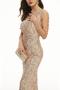 elegant plus size non-stretch one shoulder sequin beads zip-up maxi dress_Black_White_Rose Red_Dark Blue_Beige