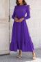 casual non-stretch solid color 9-colors belt long-sleeved maxi dress_Black_Pink_Red_Yellow_Dark Green_Dark Purple