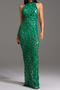 slight stretch rhinestone mesh crew neck sleeveless maxi dress new add colors_Black_Pink_Red_Magenta_Green