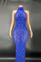 slight stretch rhinestone mesh crew neck sleeveless maxi dress new add colors_Black_Pink_Red_Magenta_Green_Blue