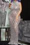 slight stretch rhinestone mesh crew neck sleeveless maxi dress new add colors_Black_Pink_Red_Magenta_Green_Blue_Purple_Beige_Brown