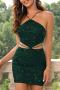 sexy non-stretch 7 colors solid sling sequins slim backless mini dress_Black_White_Pink_Red_Aqua Green_Dark Green
