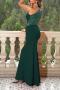 elegant non-stretch one-shoulder mesh patchwork zip-up sequin maxi mermaid dress_Black_Red_Rose Red_Magenta_Dark Green