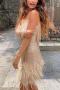 sexy plus-size slight stretch feather sequins tassel mini dress_Black_White_Pink_Dark Green_Dark Blue_Gold