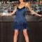 sexy plus-size slight stretch feather sequins tassel mini dress_Black_White_Pink_Dark Green_Dark Blue
