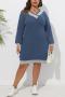 stylish plus size slight stretch colorblock knitted sweater midi dress_Black_Rose Red_Blue