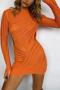 sexy slight stretch 7 colors solid color crew neck hollow slim mini dress_Black_White_Magenta_Orange