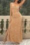 sexy non-stretch solid color sling backless sequins double slit maxi dress_Black_Gray_Pink_Red_Dark Blue_Gold