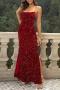 sexy non-stretch solid color sling backless sequins double slit maxi dress_Black_Gray_Pink_Red