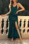 sexy non-stretch 4-colors sling backless sequins high slit maxi dress_Black_Red_Dark Green