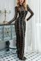 elegant slight stretch sequin decor two colors padded mermaid maxi dress_Gold