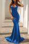 elegant non-stretch solid color sling backless mermaid maxi evening dress_Rose Red_Green_Sky Blue_Blue