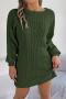 stylish slight stretch twist knitted 3 colors sweater mini dress(no belt)_Gray_Dark Green