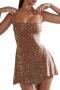 sexy slight stretch 5-colors slight stretch rhinestone sling mini dress_Black_White_Pink_Khaki _Brown