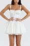 sexy non-stretch lace sling pleated zip-up lace-up mini dress_White