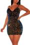 sexy plus size slight stretch solid color sequins sling slim zip-up mini dress_Black_Red_Magenta_Blue_Purple_Gold_Multicolor