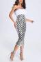 sexy plus size non-stretch strapless sequins zip-up slit fuzzy lining midi dress_Black
