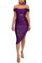 sexy plus size slight stretch 14 colors sequin decor off shoulder midi dress_Black_Gray_Pink_Red_Rose Red_Magenta_Light Green_Dark Green_Sky Blue_Blue_Dark Blue_Purple