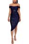sexy plus size slight stretch 14 colors sequin decor off shoulder midi dress_Black_Gray_Pink_Red_Rose Red_Magenta_Light Green_Dark Green_Sky Blue_Blue_Dark Blue