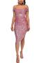 sexy plus size slight stretch 14 colors sequin decor off shoulder midi dress_Black_Gray_Pink