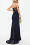 elegant plus size slight stretch lace patchwork halter neck backless maxi dress_Pink_Dark Blue