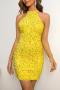 sexy slight stretch solid color 8 colors sequins slim zip-up mini dress_Black_Gray_Red_Magenta_Yellow