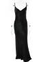 sexy non-stretch backless satin solid midi dress_Black