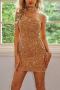 sexy slight stretch 7-colors solid color slim sequins zip-up mini dress_Black_Pink_Red_Magenta_Green_Blue_Gold