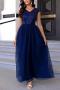 elegant non-stretch 5 colors sequins mesh zip-up maxi evening dress_Black_Pink_Aqua Green_Dark Green_Dark Blue