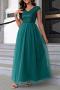 elegant non-stretch 5 colors sequins mesh zip-up maxi evening dress_Black_Pink_Aqua Green_Dark Green