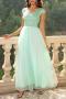 elegant non-stretch 5 colors sequins mesh zip-up maxi evening dress_Black_Pink_Aqua Green