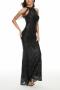 elegant plus size non-stretch sequins beaded maxi mermaid evening dress_Black