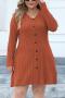 casual plus size slight stretch knitted 4 colors v-neck mini dress_Gray_Magenta_Yellow_Brown