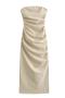 xs-l non-stretch zip-up pu leather slim strapless maxi dress size run small_Black_Beige