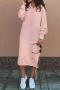 plus size hooded pocket slight stretch solid color casual loose midi dress_Black_Dark Gray_Pink
