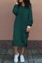 plus size hooded pocket slight stretch solid color casual loose midi dress_Black_Dark Gray_Pink_Dark Green