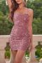 sexy slight stretch tight backless sequins zip-up mini dress_Gray_Pink