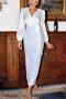 elegant non-stretch satin sequins patchwork slit zip-up padded maxi dress_Black_White
