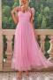 elegant non-stretch sling polka dot print maxi dress_Black_Pink
