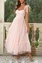 elegant non-stretch sling polka dot print maxi dress_Black_Pink_Light Pink