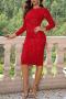 elegant slight stretch solid color sequins slit midi dress_Black_Red