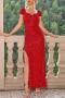 elegant slight stretch solid color with high slits maxi dress_Black_Red