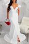 sexy plus size stretch off-shoulder zip-up feather slit mermaid maxi dress_Black_White