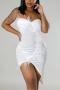 sexy plus size slight stretch velvet feather irregular midi dress(with gloves)_Black_White