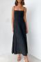 sexy slight stretch 6 colors solid color sling maxi dress_Black