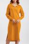 casual slight stretch solid color slit loose knitted orange midi dress_Black_Magenta_Orange