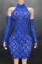 sexy stretch mesh rhinestone zip-up slim mini dress new add colors(with sleeves,size run small)_Black_Blue