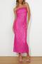 sexy non-stretch solid color strapless sequins hollow backless midi dress_Black_Pink_Magenta