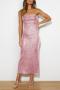 sexy non-stretch solid color strapless sequins hollow backless midi dress_Black_Pink
